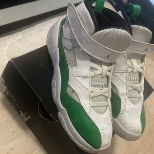 Jordan Kids' White and Green Sneakers